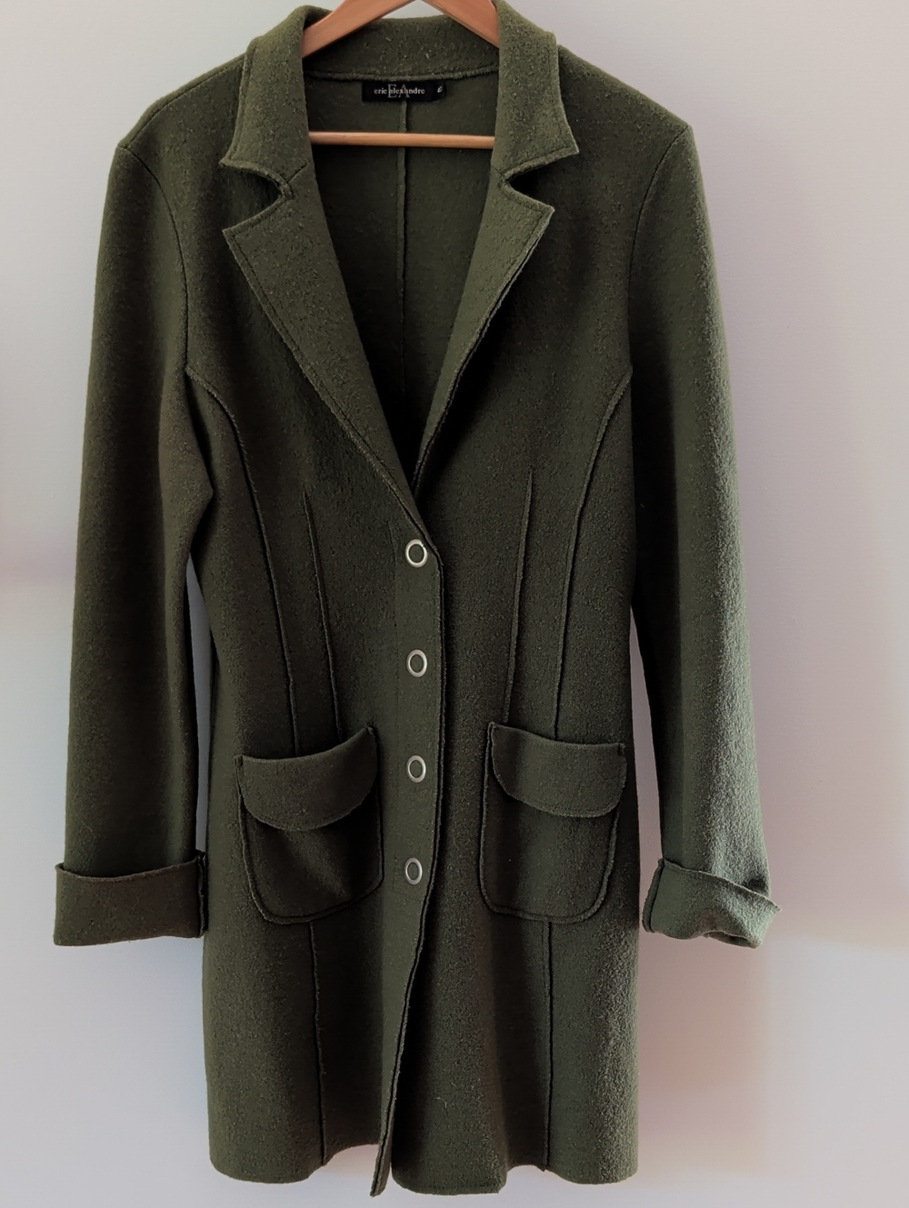Vintage Eric Alexandre 100% Boiled Wool Jacket Coat Button Front Size 40